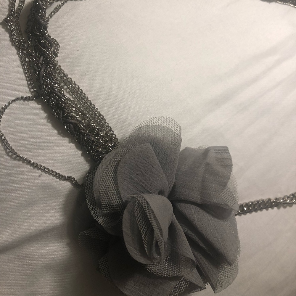 Silver and gray flower necklace